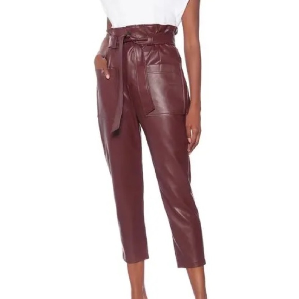 The Frankie Shop Womens S Kate Faux Leather Black Trousers High Waisted Pants